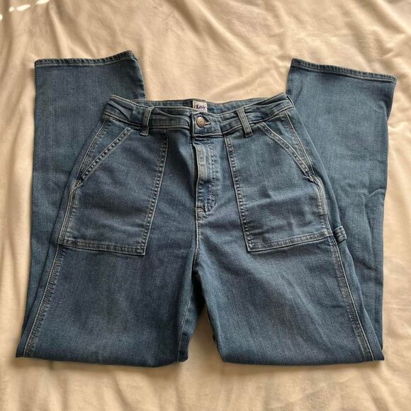 Vintage Lee Workwear straight leg high rise mid wash Carpenter Jeans size 10 - Picture 1 of 8